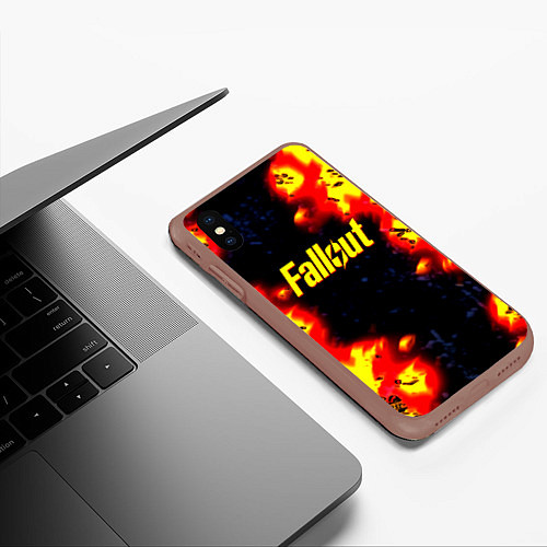 Чехол iPhone XS Max матовый Fallout огненные краски стиль / 3D-Коричневый – фото 3