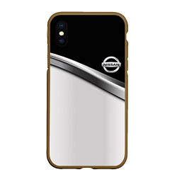 Чехол iPhone XS Max матовый Nissan logo auto, цвет: 3D-коричневый