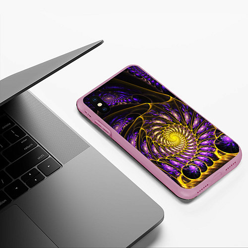 Чехол iPhone XS Max матовый Fractal illusion steel / 3D-Розовый – фото 3