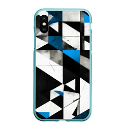 Чехол iPhone XS Max матовый Black and blue abstraction on a white background, цвет: 3D-мятный