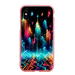 Чехол iPhone XS Max матовый Neon fantastic metropolis - vaporwave, цвет: 3D-баблгам