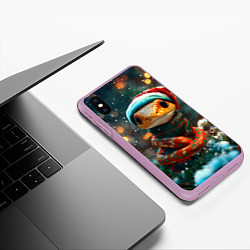 Чехол iPhone XS Max матовый Новогодняя змея у елочки, цвет: 3D-сиреневый — фото 2