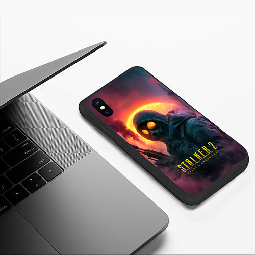 Чехол iPhone XS Max матовый Stalker 2 радиоактивный фон / 3D-Черный – фото 3