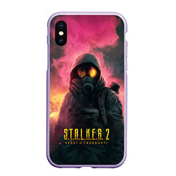 Чехол iPhone XS Max матовый Stalker 2 горящий атомный завод, цвет: 3D-светло-сиреневый