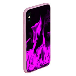 Чехол iPhone XS Max матовый Неоновый огонь в дыму, цвет: 3D-розовый — фото 2