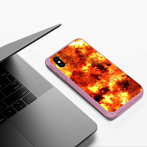 Чехол iPhone XS Max матовый Ядерный взрыв огонь / 3D-Розовый – фото 3