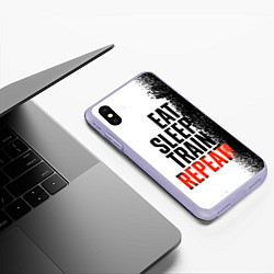 Чехол iPhone XS Max матовый Eat sleep train repeat, цвет: 3D-светло-сиреневый — фото 2