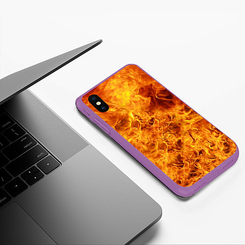 Чехол iPhone XS Max матовый Весь в огне / 3D-Фиолетовый – фото 3