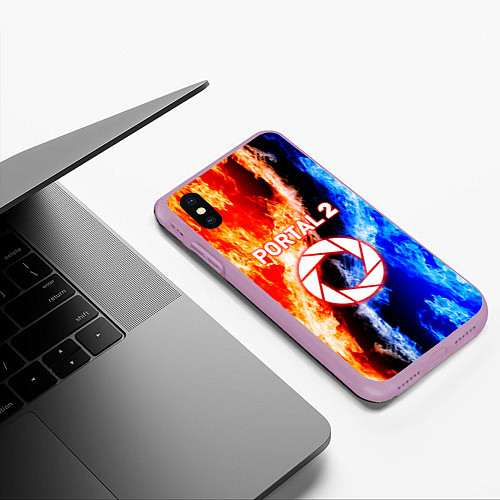 Чехол iPhone XS Max матовый Portal битва огней / 3D-Сиреневый – фото 3