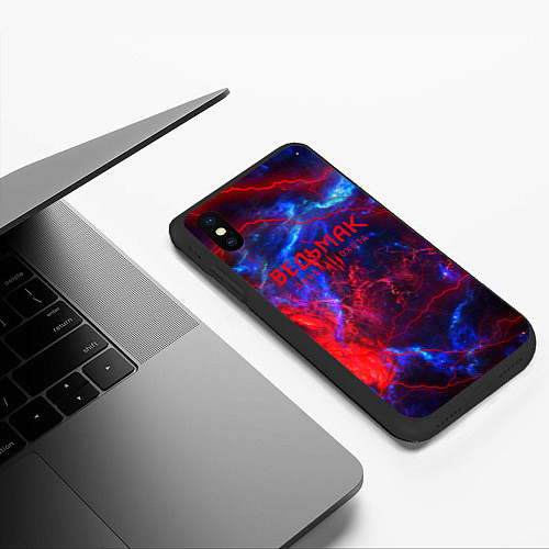 Чехол iPhone XS Max матовый Ведьмак космический шторм / 3D-Черный – фото 3