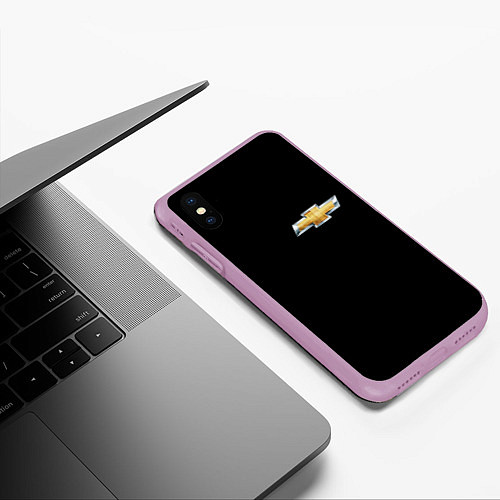 Чехол iPhone XS Max матовый Chevrolet logo / 3D-Сиреневый – фото 3