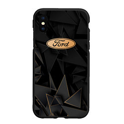 Чехол iPhone XS Max матовый Ford golden poly, цвет: 3D-черный