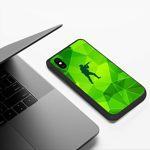 Чехол iPhone XS Max матовый Counter Strike green poly / 3D-Черный – фото 3