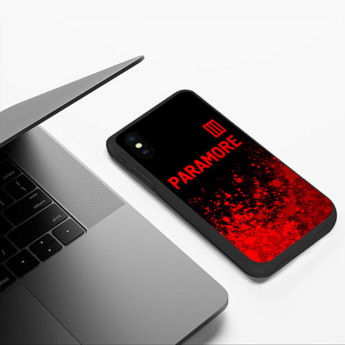 Чехол iPhone XS Max матовый Paramore - red gradient посередине / 3D-Черный – фото 3