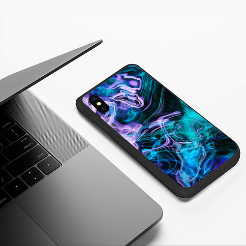 Чехол iPhone XS Max матовый Цветной дым текстура / 3D-Черный – фото 3