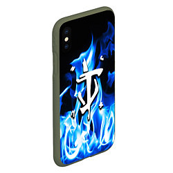 Чехол iPhone XS Max матовый Doom fire logo steel, цвет: 3D-темно-зеленый — фото 2