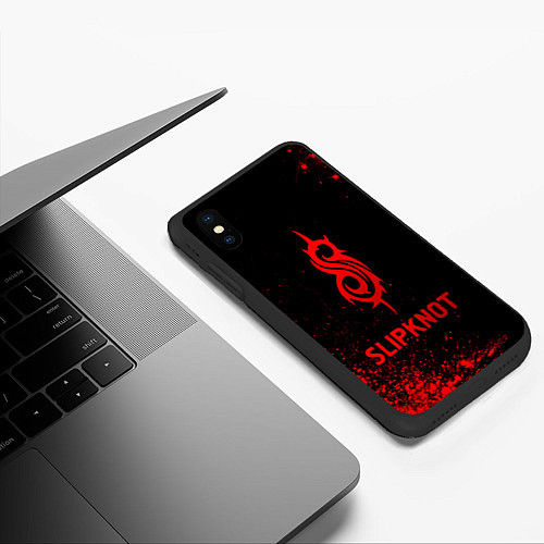 Чехол iPhone XS Max матовый Slipknot - red gradient / 3D-Черный – фото 3