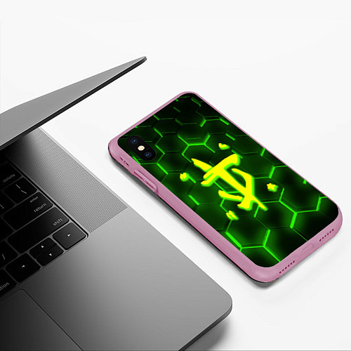 Чехол iPhone XS Max матовый Doom кислотная броня / 3D-Розовый – фото 3