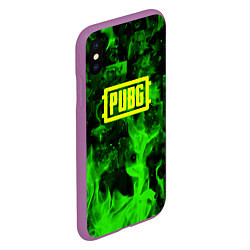 Чехол iPhone XS Max матовый PUBG green fire game, цвет: 3D-фиолетовый — фото 2