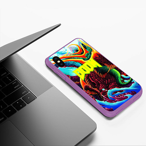 Чехол iPhone XS Max матовый Doom monster mars / 3D-Фиолетовый – фото 3