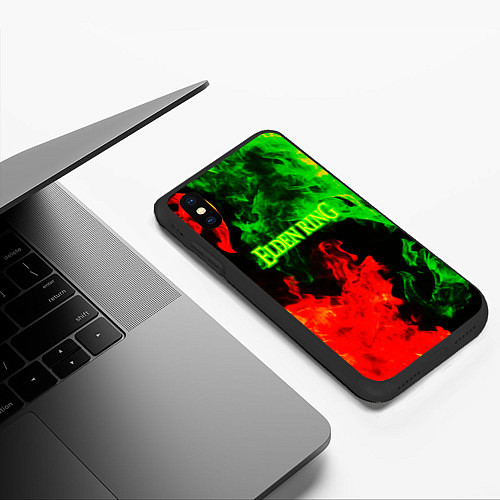 Чехол iPhone XS Max матовый Elden ring в огне рпг / 3D-Черный – фото 3