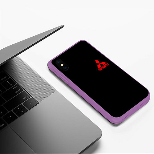 Чехол iPhone XS Max матовый Mitsubishi logo / 3D-Фиолетовый – фото 3