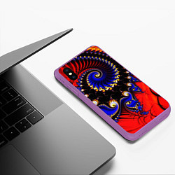 Чехол iPhone XS Max матовый Оптический узор фракталы завитки, цвет: 3D-фиолетовый — фото 2