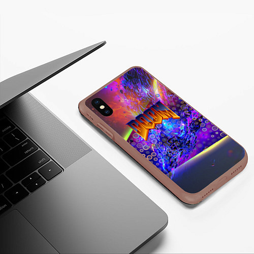 Чехол iPhone XS Max матовый Doom abstraction mars / 3D-Коричневый – фото 3