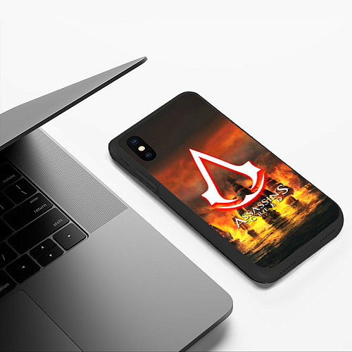 Чехол iPhone XS Max матовый Assassins Creed корабли / 3D-Черный – фото 3