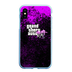 Чехол iPhone XS Max матовый GTA 6 vice city брызги красок неон, цвет: 3D-голубой