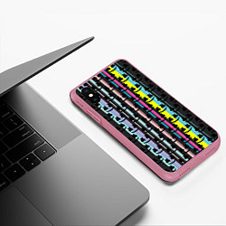 Чехол iPhone XS Max матовый Marshmello dj pattern line, цвет: 3D-малиновый — фото 2