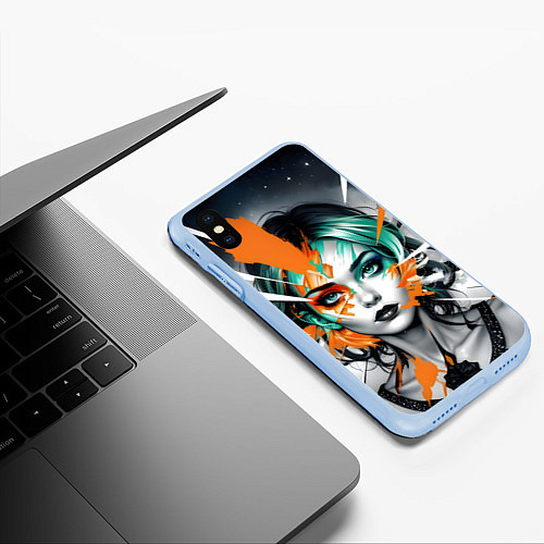 Чехол iPhone XS Max матовый Динамичный портрет / 3D-Голубой – фото 3