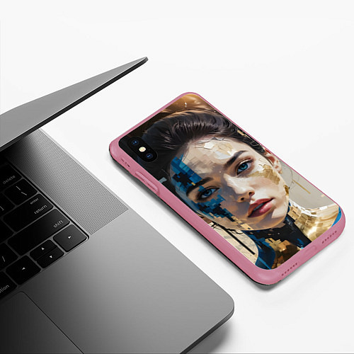 Чехол iPhone XS Max матовый Art портрет / 3D-Малиновый – фото 3