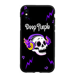 Чехол iPhone XS Max матовый Deep Purple неоновый череп, цвет: 3D-черный