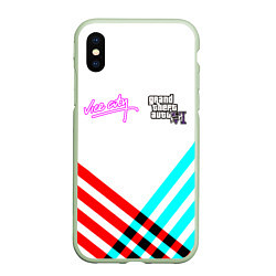 Чехол iPhone XS Max матовый GTA6 vice city line, цвет: 3D-салатовый