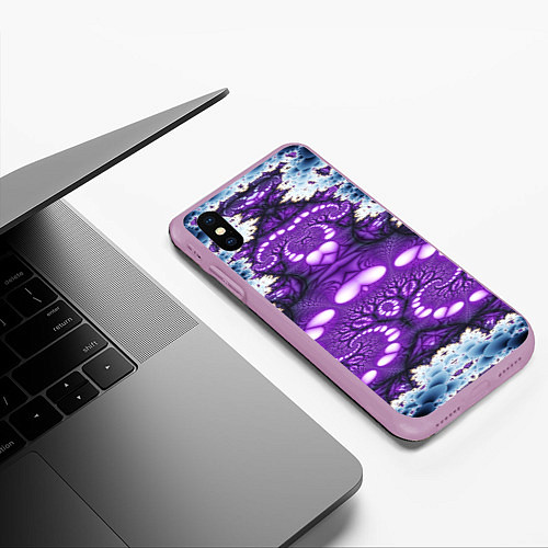 Чехол iPhone XS Max матовый Абстрактная иллюзия текстура / 3D-Сиреневый – фото 3