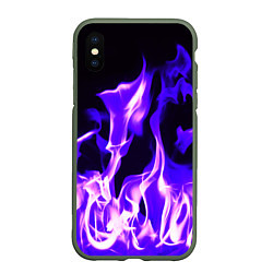 Чехол iPhone XS Max матовый Неоновый огненный стиль, цвет: 3D-темно-зеленый