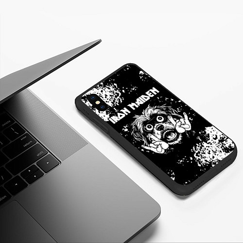 Чехол iPhone XS Max матовый Iron Maiden рок пес / 3D-Черный – фото 3