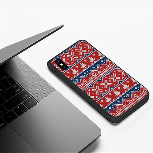 Чехол iPhone XS Max матовый New year pattern / 3D-Черный – фото 3