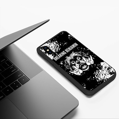 Чехол iPhone XS Max матовый Breaking Benjamin рок пес / 3D-Черный – фото 3