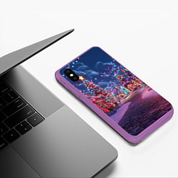 Чехол iPhone XS Max матовый Дорога в новый год, цвет: 3D-фиолетовый — фото 2