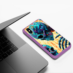 Чехол iPhone XS Max матовый Два скелета - нейроарт фантазия, цвет: 3D-фиолетовый — фото 2