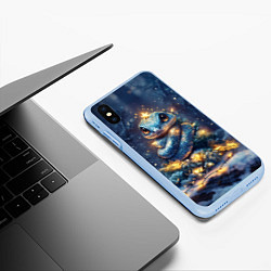 Чехол iPhone XS Max матовый Змея елочка, цвет: 3D-голубой — фото 2