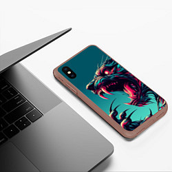 Чехол iPhone XS Max матовый Свирепый оборотень - нейроарт, цвет: 3D-коричневый — фото 2