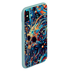 Чехол iPhone XS Max матовый Фантазийная композиция с черепом, цвет: 3D-мятный — фото 2