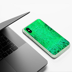 Чехол iPhone XS Max матовый Зелёный симбионт абстракция, цвет: 3D-салатовый — фото 2