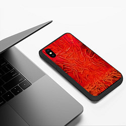 Чехол iPhone XS Max матовый Красный симбионт абстракция, цвет: 3D-черный — фото 2