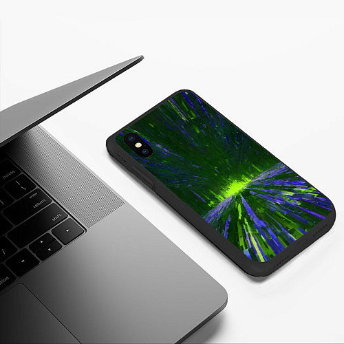 Чехол iPhone XS Max матовый Абстрактный путь в зелёный портал / 3D-Черный – фото 3