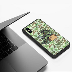 Чехол iPhone XS Max матовый Русский солдат за ноутбуком, цвет: 3D-черный — фото 2