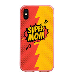 Чехол iPhone XS Max матовый Super mom - superhero, цвет: 3D-баблгам